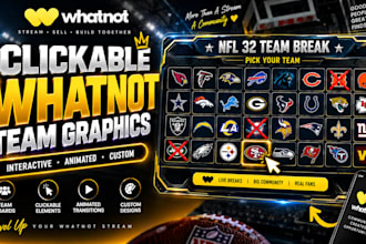 create an interactive clickable whatnot team graphic and animated transitions