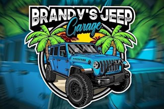 design high quality vintage monster jeep logo with t shirt design