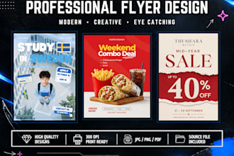 design professional social media restaurant or business flyers