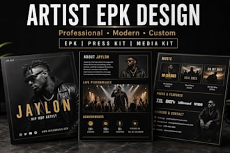 design artist epk, dj press kit, music epk, media kit, one sheet for brand