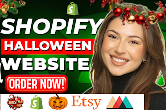 design christmas shopify store, halloween store pod website for christmas