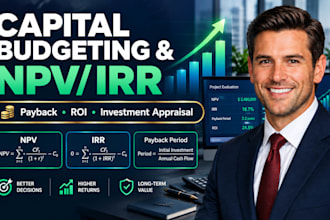 do capital budgeting analysis with npv irr, payback period, investment appraisal