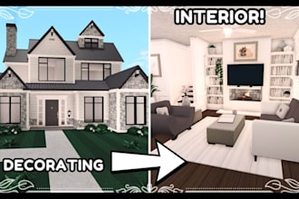 build  realistic custom bloxburg house, mansion, interior and youtube speedbuild