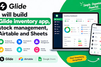 build glide inventory app, stock management, airtable and sheets glide developer