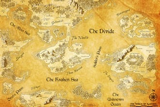 draw a professional fantasy or scifi map  illustration