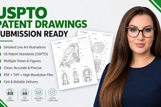 do uspto patent drawing, patent illustration, utility snd design patent