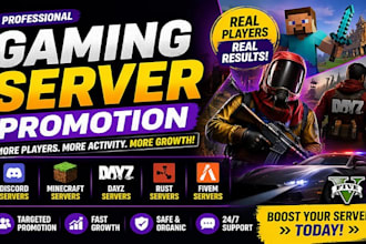 discord promotion, minecraft server, fivem, rust, dayz gaming server promotion