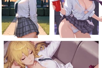 draw a cute nsfw comic, nsfw stories, erotic comic, in anime and manga