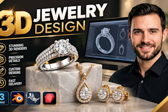 do 3d jewelry design, jewelry cad design, cad modeling for 3d printing with stl