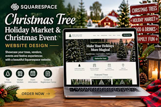 squarespace christmas tree holiday market christmas event website design setup