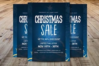 design a christmas sale flyer, black friday flyer, holiday poster and banner