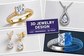 create a custom 3d jewelry model ready for rendering and manufacturing