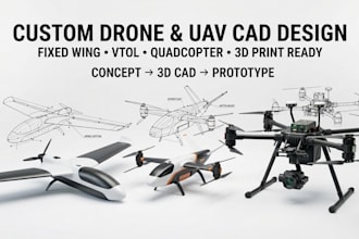 design custom fixed wing vtol quadcopter 3d printable drones uav drones