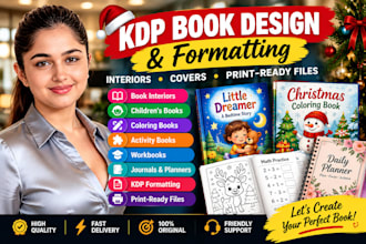 design christmas KDP coloring activity book, childrens book and workbook design