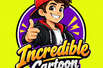 do custom incredible cartoon character logo mascot design