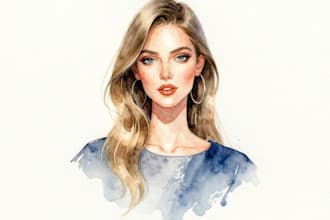 draw a watercolor fashion portrait
