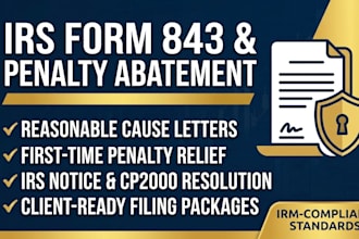 draft irs penalty abatement letter, prepare form 843 and resolve irs tax notice