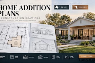 design home addition plans and construction drawings in texas, florida
