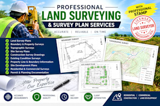 provide land surveyor boundary survey topographic survey site survey with stamp