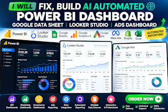 fix build ai automated power bi dashboard google data sheet studio ads dashboard