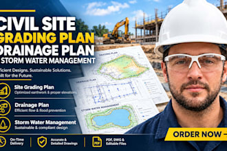 design civil site grading plan, drainage plan and storm water management