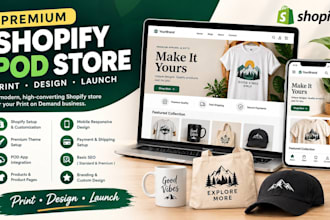 create a premium print on demand shopify store, pod store, or shopify website