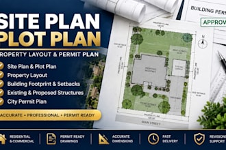 draw site plan, plot plan, property layout and city permit plan