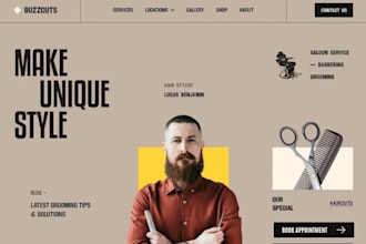 design hair salon website, barbershop website, beauty salon website