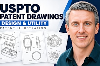 draw uspto patent drawings, design and utility patent illustration for approval