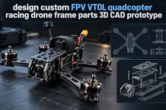 design custom fpv vtol quadcopter racing drone frame parts 3d cad prototype