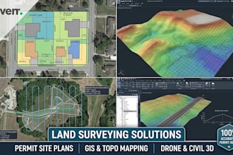 land survey cad site plan, topo map, drone photogrammetry, civil 3d subdivision