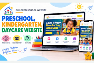 design children school website, preschool, kindergarten, daycare website
