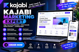 design kajabi sales page email automation online course landing page website