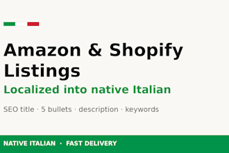 localize your amazon or shopify product listing into native italian