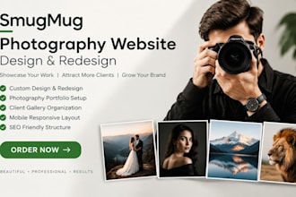 design redesign smugmug website, photography portfolio website, fix smugmug