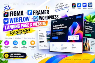 design fix figma to framer webflow to wordpress landing page website redesign