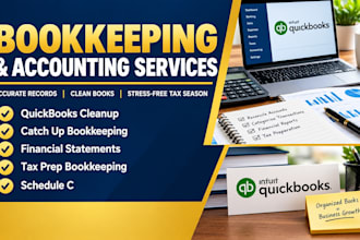 clean up quickbooks, catch up bookkeeping, and prepare financial reports for tax