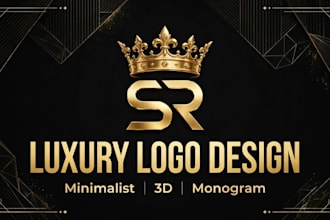design luxury gold minimalist monogram crown logo design