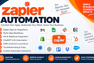 set up zapier zaps, integrations, and automation workflows