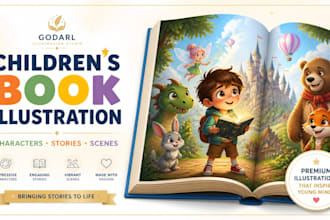 illustrate your childrens book, storybook, characters and picture book