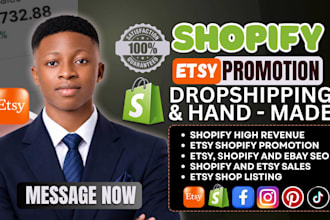 promote shopify store to boost shopify sales, etsy promotion for etsy sales