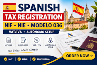 handle spanish nif nie registration, modelo 036 and vat tax registration