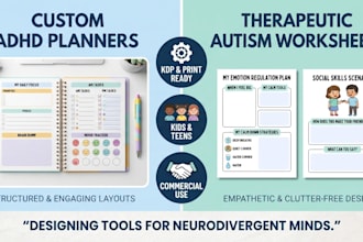 design adhd planners and autism worksheets