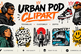 create pod clipart personalized urban hoodie designs teeinblue customily zepto