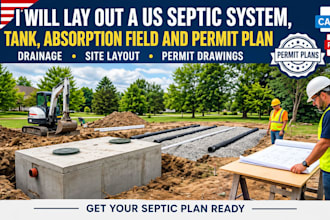 lay out a US septic system, tank, absorption field,onsite wastewater system