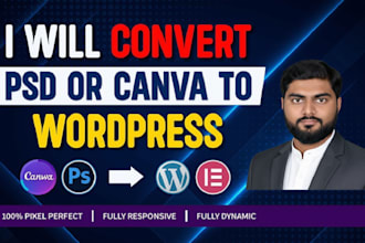 convert your canva or PSD design to a responsive wordpress website