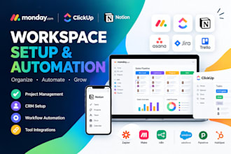 setup monday com clickup notion crm workflow automation asana jira boards dashb