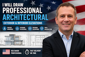 draw professional architectural exterior and interior elevation