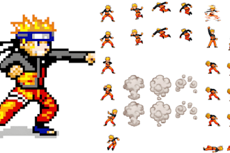 do pixel art sprite sheet game art character design animated video game pixel