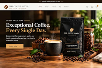design branded coffee shopify coffee dropshipping store cafe tea coffee website